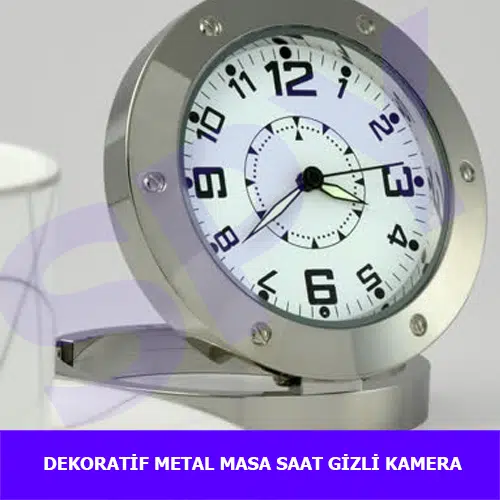 Dekoratif Metal Masa Saat Güvenlik Kamera