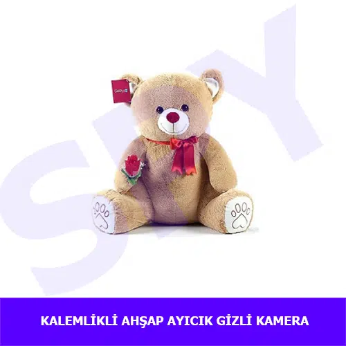 Kalemlikli Ahşap Ayıcık Güvenlik Kamera