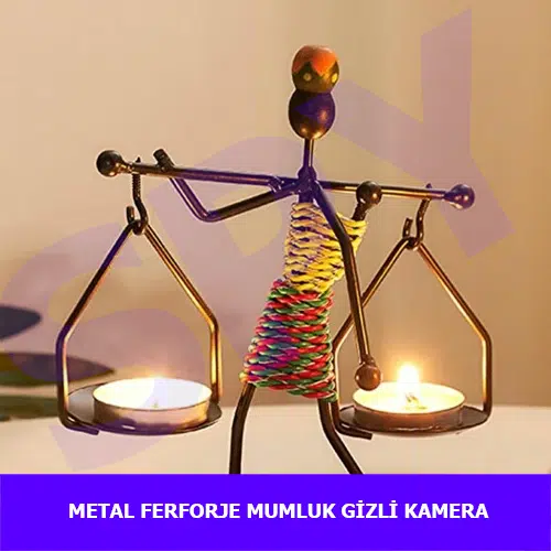 Metal Ferforje Mumluk Güvenlik Kamera
